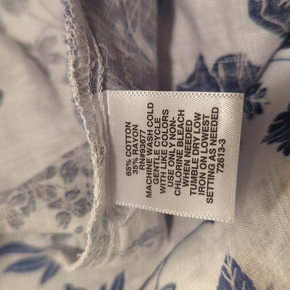 Liz Claiborne Top Blouse Floral Print Blue White Women's Plus Size 1X NEW NWT - Picture 9 of 10